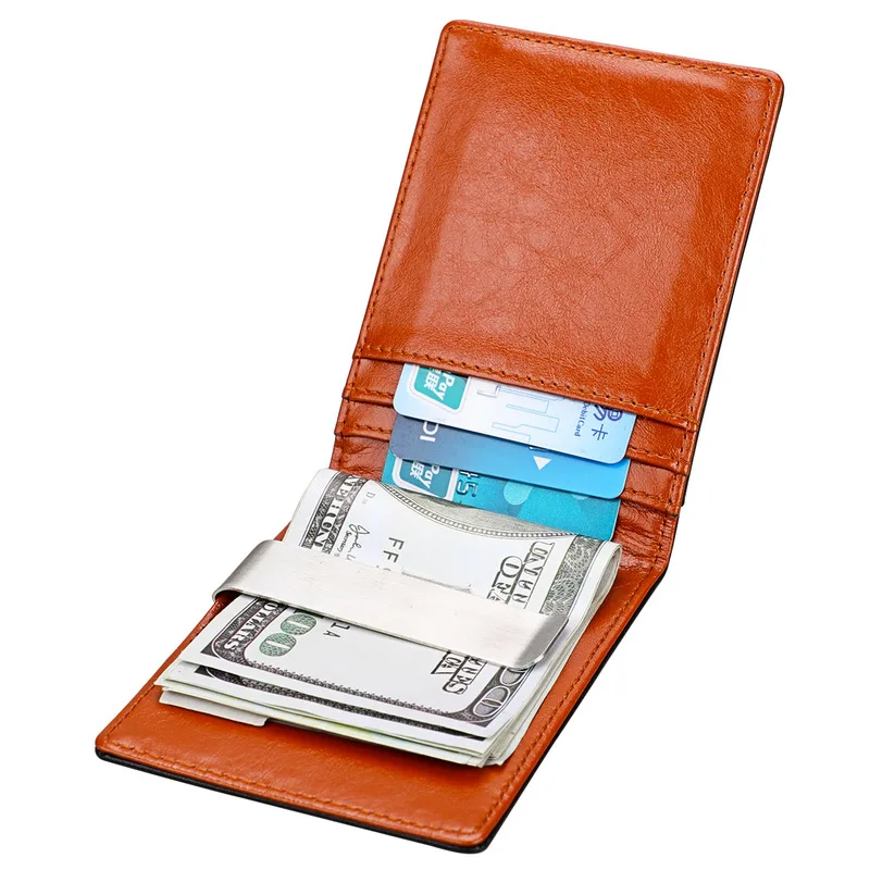 Anti RFID Leather Money Clip Wallet Credit Card Case Cash Holder For Women Men