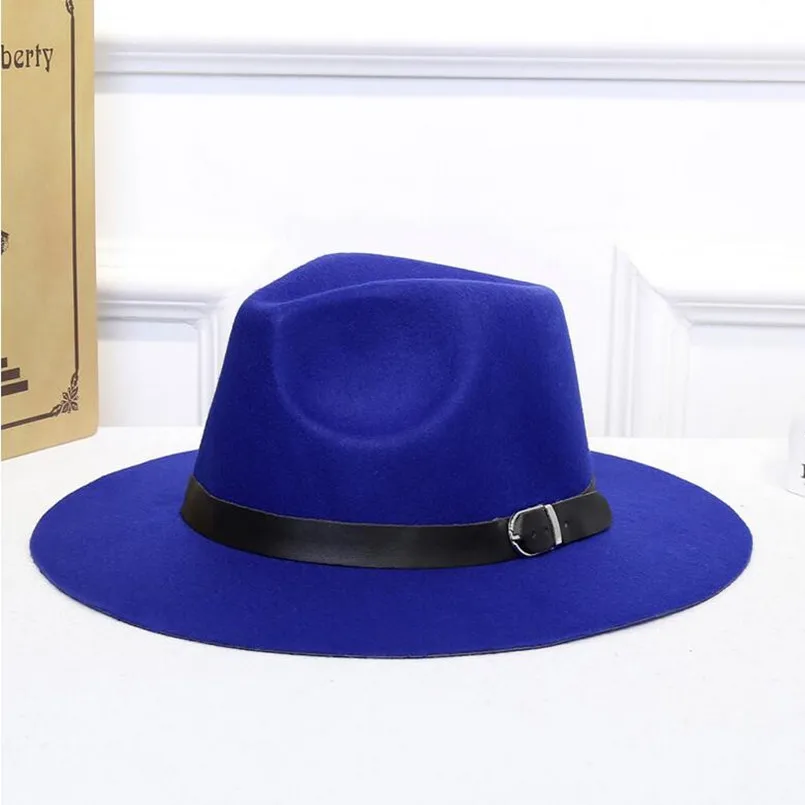 Бесплатная доставка Шляпа Fedora для женщин и мужчин шерсть с широкими полями