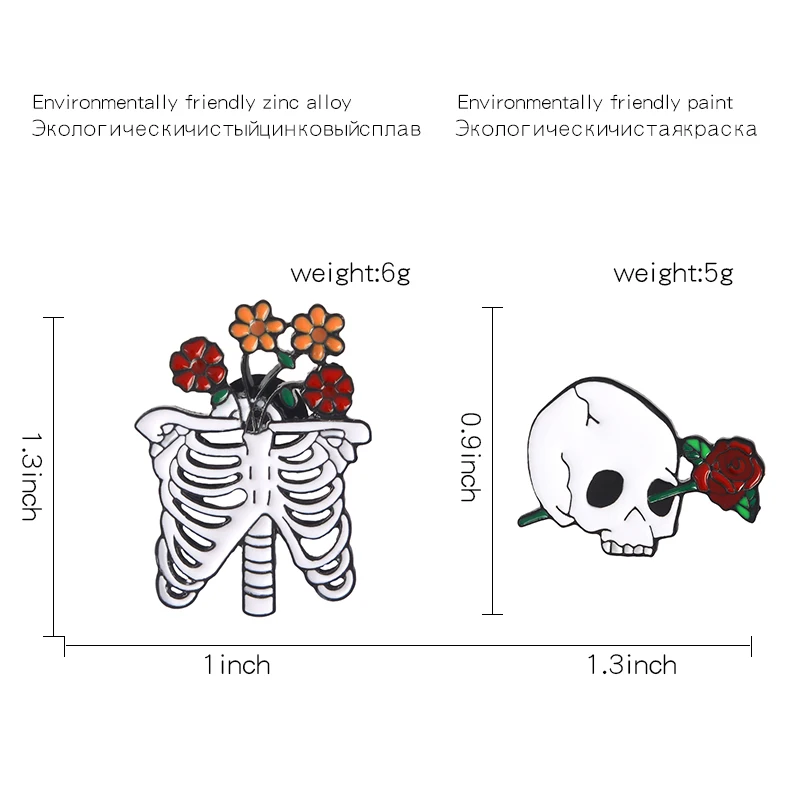 Панк красная роза череп булавки Роза в глаза и скелет готика Романтика броши Панк Эмаль булавки готические ювелирные изделия брошь Spille