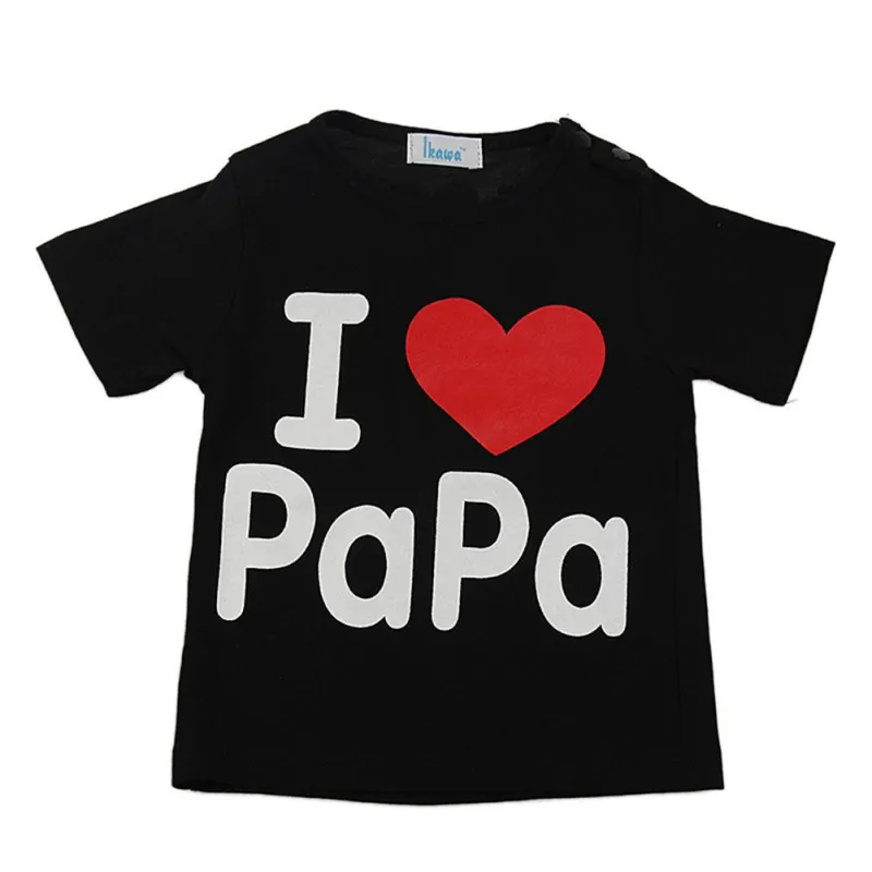 Baby I Love Mama & Papa T-Shirts Kids Short Sleeve T-shirt Tops Love Cotton Tee Shirt