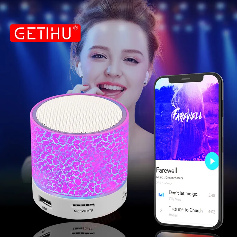 GETIHU Колонка LED мини беспроводной Bluetooth динамик TF USB FM Портативные колонки звук