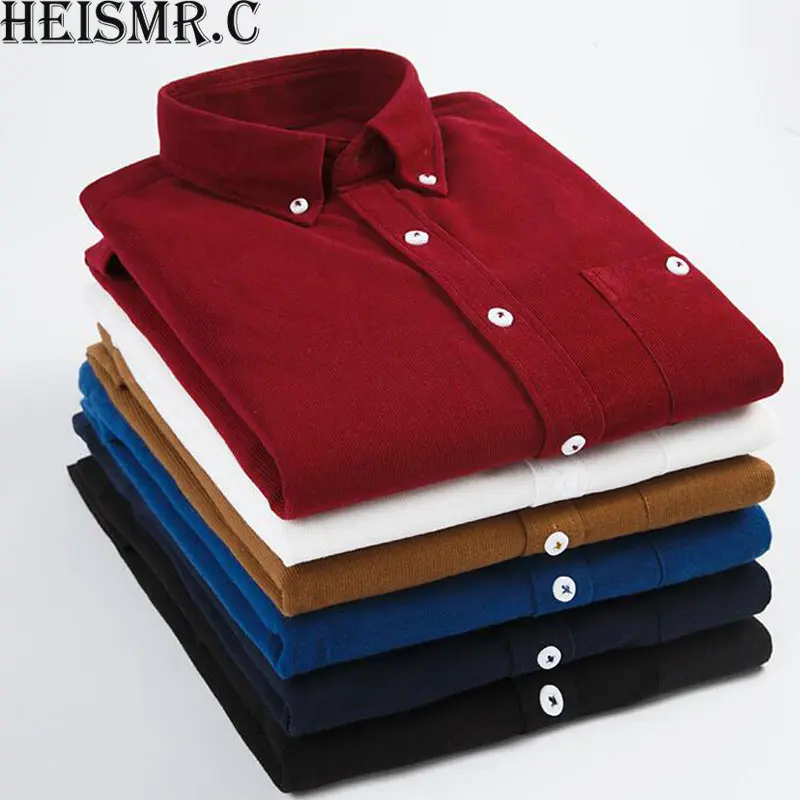 

HEISMR.C 2018 Spring New Men's Shirt Long Sleeve Corduroy Shirt Striped Mens Quality Casual Brand Dress Shirt Male Camisa BDK07