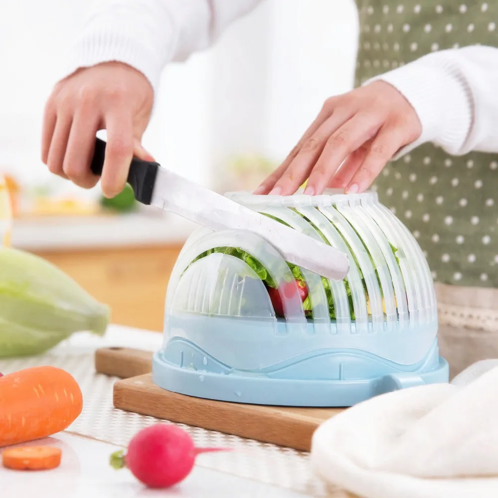 

1 minute salad cutter bowl salad maker Fruit and vegetable slicer cutter DIY fast making tool Kitchen Accessories Gadget tools