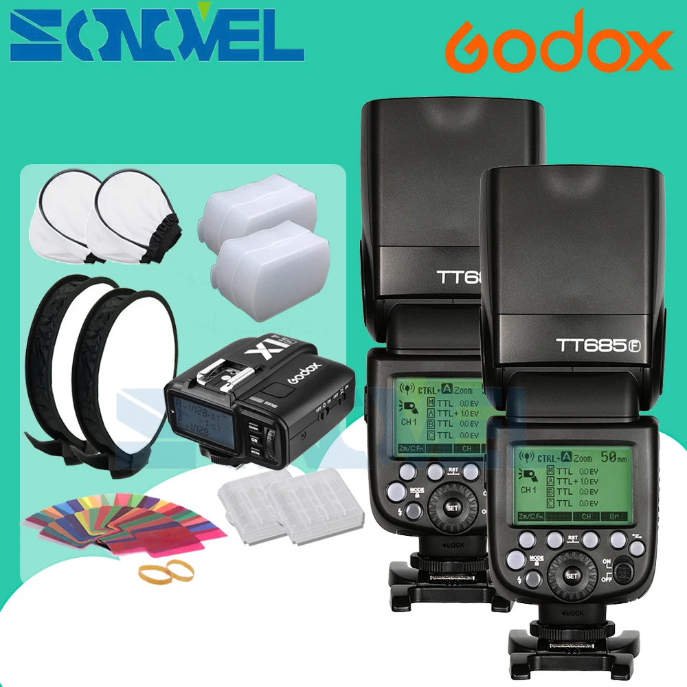 In Stock Godox 2x TT685F 2.4G HSS TTL GN60 Flash Speedlite+ X1T F