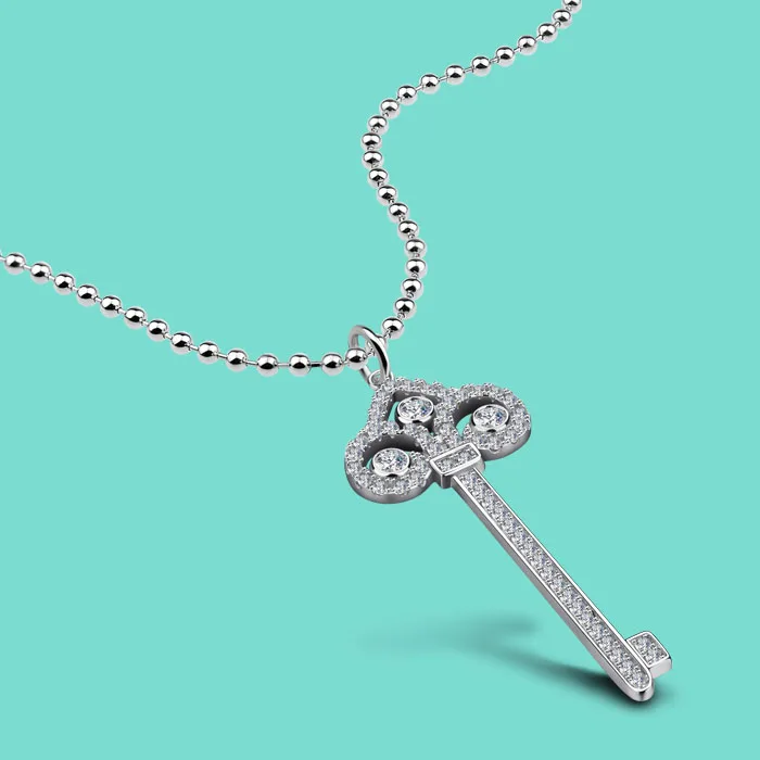 

100% 925 sterling silver necklace classic the key pendant design Solid silver necklace girl popular silver jewelry best gifts