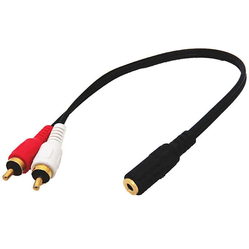 

100pcs Audio 3.5mm Female Jack To 2RCA Male Socket Headphone 3.5 Y Adapter Left Right Audio Cable Free shipping By DHL UPS