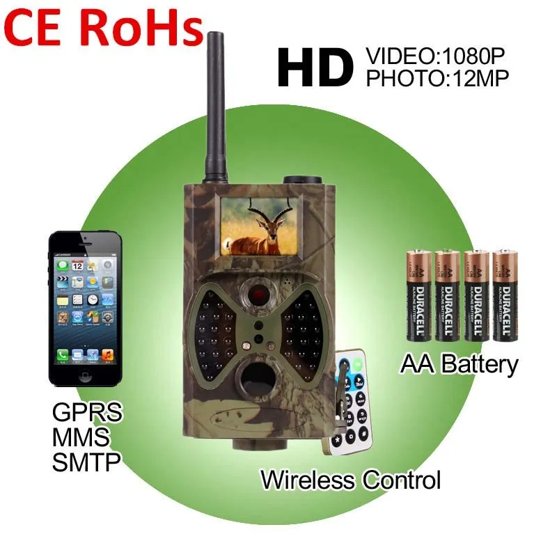 HC300M Скаутинг Охота Камера движения триггера HD цифровой черный ИК инфракрасный Trail Камера MMS GSM GPRS Охота Камера trail электронной почты