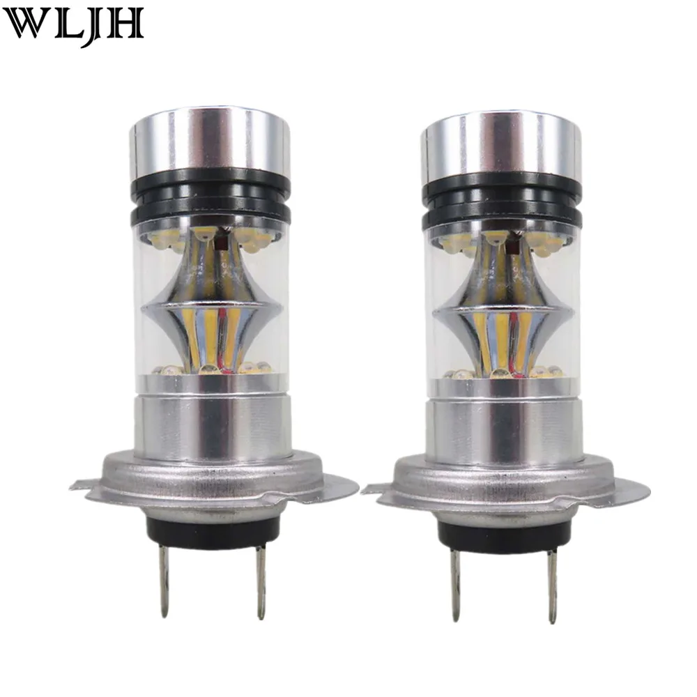 

WLJH 2x 100W 1200lm 20 Sharp H7 Led Car Daylight Car LED Fog Driving Lights Automobile Daytime Running Lights Lamp LED H7 + lens
