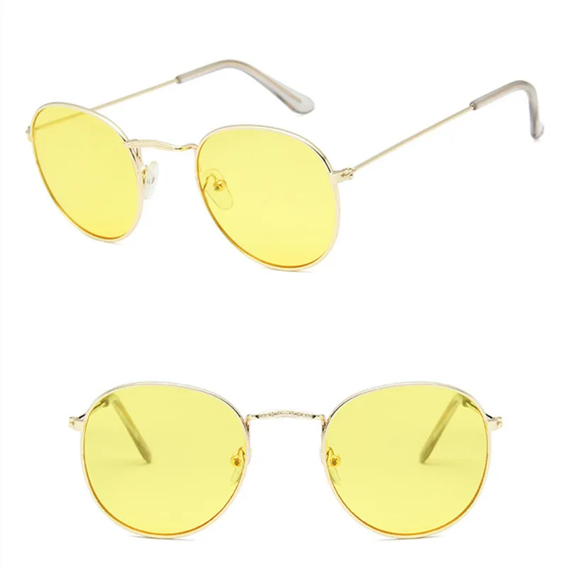 Классические поляризованные солнцезащитные очки для детей, детские солнцезащитные очки для вождения, мужские Anti-UV400, трендовые Круглые Солнцезащитные очки с цветной отражающей оправой - Цвет: light yellow