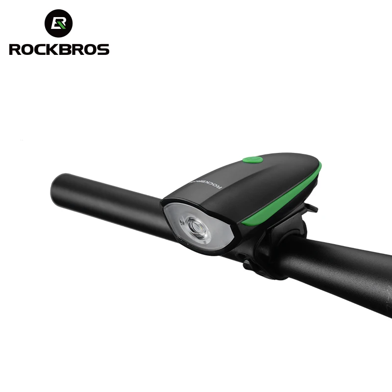 ROCKBROS Велоспортный 2 в 1 рога велосипедный свет 120 dB электрический звонок фары Водонепроницаемый 250 LM MTB велосипедная Лампа переднего велосипедные аксессуары - Цвет: 7588 green