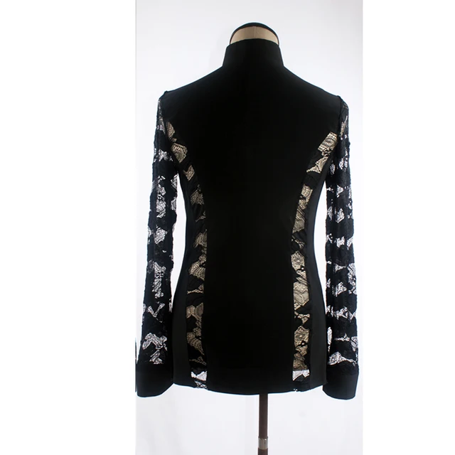 2018 New Ballroom Latin Dance Shirts Male Black Long Sleeve V Collar Shirt Men Samba Cha Cha Dancing Tops Performance Wear N7026 -