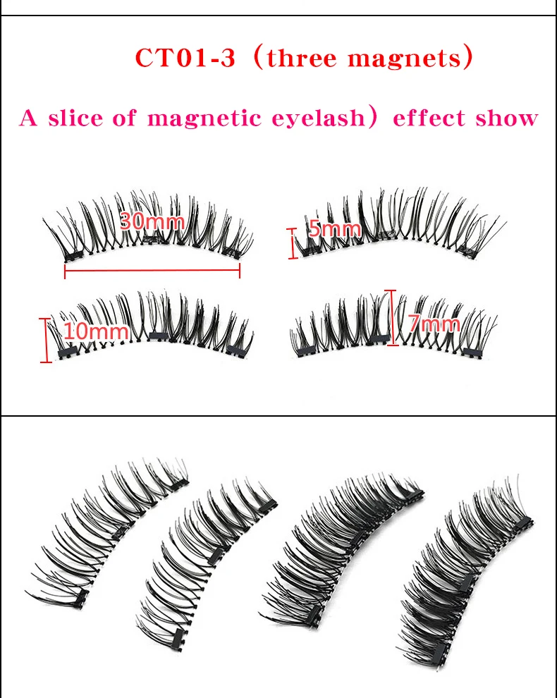 Накладные ресницы на магнитах с 3 магнитами магнитные ресницы ручной работы натуральные накладные ресницы намагниченные ресницы с ресницами applicator-24P