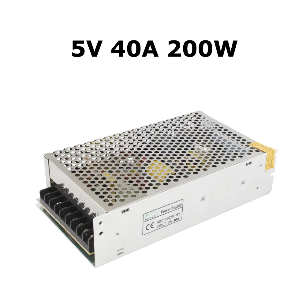 5 вольт Питание 5 V 5A 10A 20A 30A 40A 60A 70A 110V AC DC 220V 5 V трансформатор 5 вольт Питание блок для Светодиодные ленты - Цвет: 5V 40A 200W