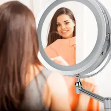 8 дюймов зеркало для макияжа настенное зеркало для ванной 10X Лупа косметическое зеркало светодиодный свет складное зеркало для макияжа туалетное зеркало