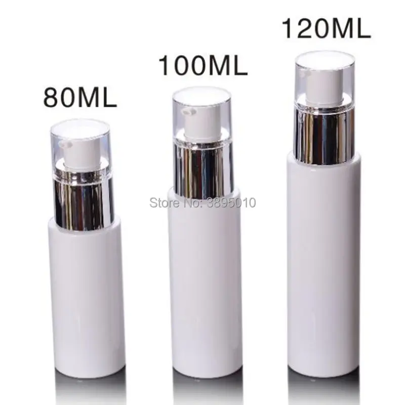 80ML/100ML/120ML Bright Silver Emulsion Pump PET White Sub-bottling Skin Care Packaging Cosmetic Bottle F1095 | Красота и здоровье