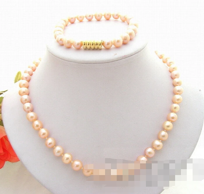 

> 07581 Pink Pearl Necklace&Bracelet Set (A0423) -Top quality free shipping