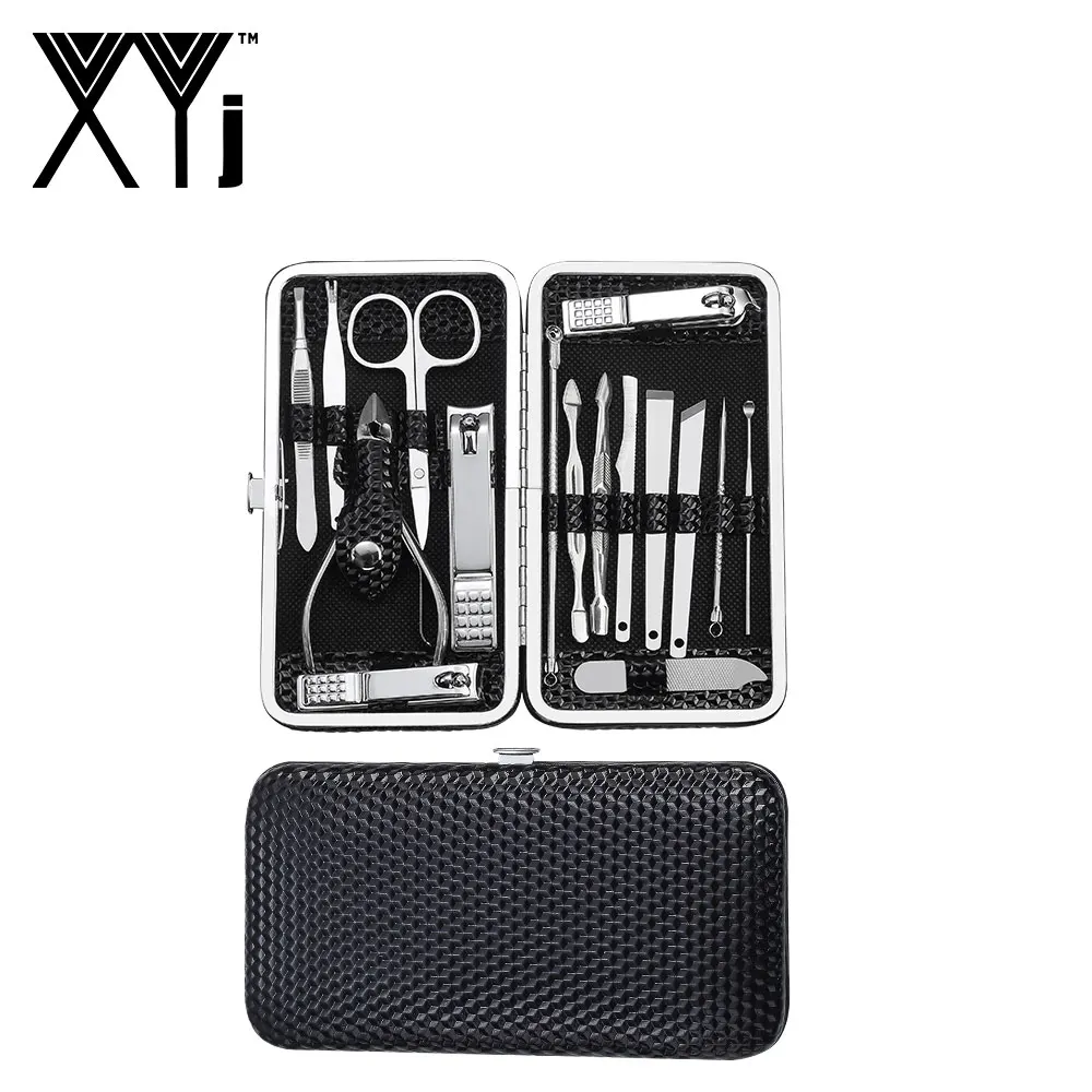 

XYj 16 Pcs/Set Manicure Set Manicure Tools Pedicure Kit Nail Clipper Cutter File Nail Art Tools with Diamond Pattern Travel Case