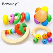 

Free Shipping New Cute Baby Colorful Wooden Bell Lovely Toy Handbell Musical Percussion Instrument Best for Baby Education
