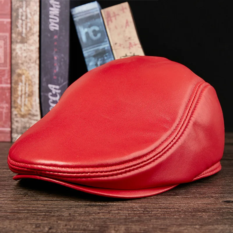 Adult Genuine Leather Hat Cap Male Leather Visors Hats Men Women Autumn