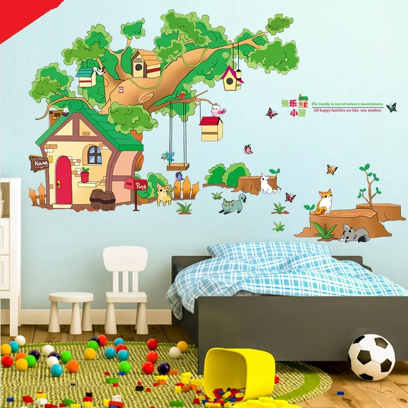 New Arrivals DIY Children's Wall Stickers Lovely House And Big Tree