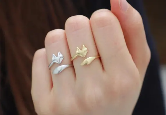 Маргаритки мультфильм Лисичка форма и регулируемые милые животные лиса& хвост палец кольцо для женщин день рождения подарок