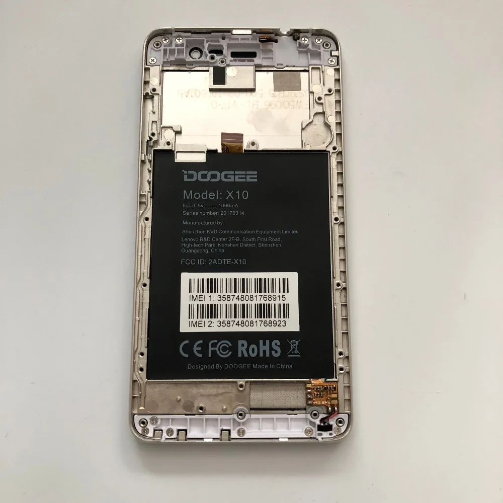 Б/у ЖК дисплей + сенсорный экран рамка для Doogee X10 5 0 дюйма 854x480 MTK6570 двухъядерный