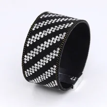 Fashion Jewelry Women's Leather Bangles Bracelets Rhinestone Chain Beads Wide Bracelet Dropshipping Fashion Jewelry Women's Leather Bangles Bracelets Rhinestone Chain Beads Wide Bracelet Dropshipping