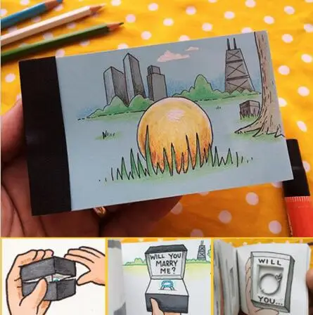 

Creative Trends DIY Propose Gift Flip Flap Book Can Hide the Marriage Ring Carton magic Flippist FlipBook