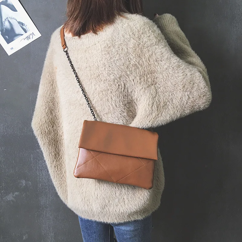 

Simple Solid Chain bag 2019 Soft PU Leather Women Handbag luxury designer shoulder bags Fashion Casual Wild Crossbody Bag