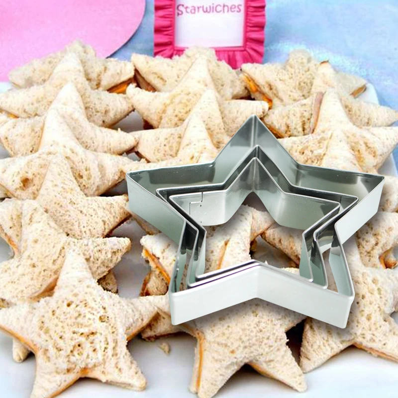 

Promotion Christmas Cookie Cutter! 3pcs /set Star Shape Stainless Steel Cookies Cutter Mold Cake Rice Molded