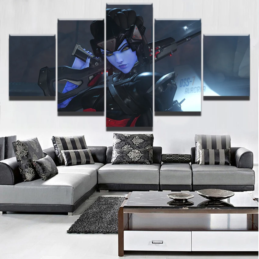 

Canvas HD Prints Pictures Wall Art For Living Room Home Decor 5 Pieces Widowmaker Overwatch Painting Game Poster Framework