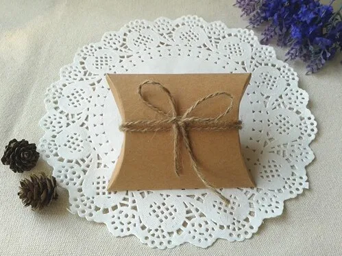 10pcs Free shipping nature brown color gift box pillow shape packaging