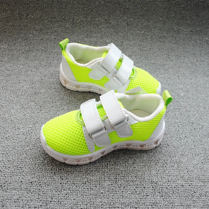 

Kids Shoes For Girl Sports Shoes Boys Candy Color Laces Green Sneakers E-6508 Children Single Led Shoes Girls 2018 Spring Autumn
