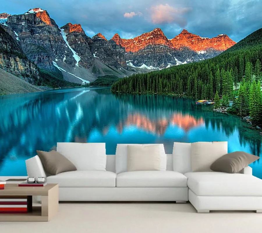 Пользовательские 3d фото обои, горное озеро пейзаж фотографии обои природы, гостиная ТВ диван стены спальни papel де parede