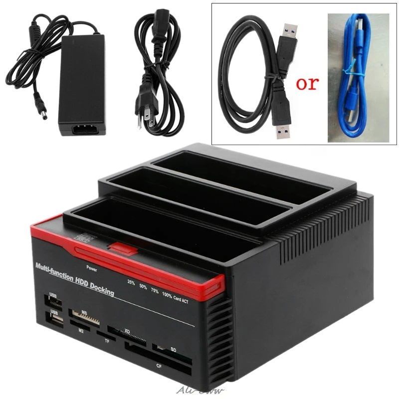 All in 1 USB 3.0 To SATA IDE External 2.5"/3.5" Hard Drive HDD Docking Station Card Reader EU/US Plug High Quality