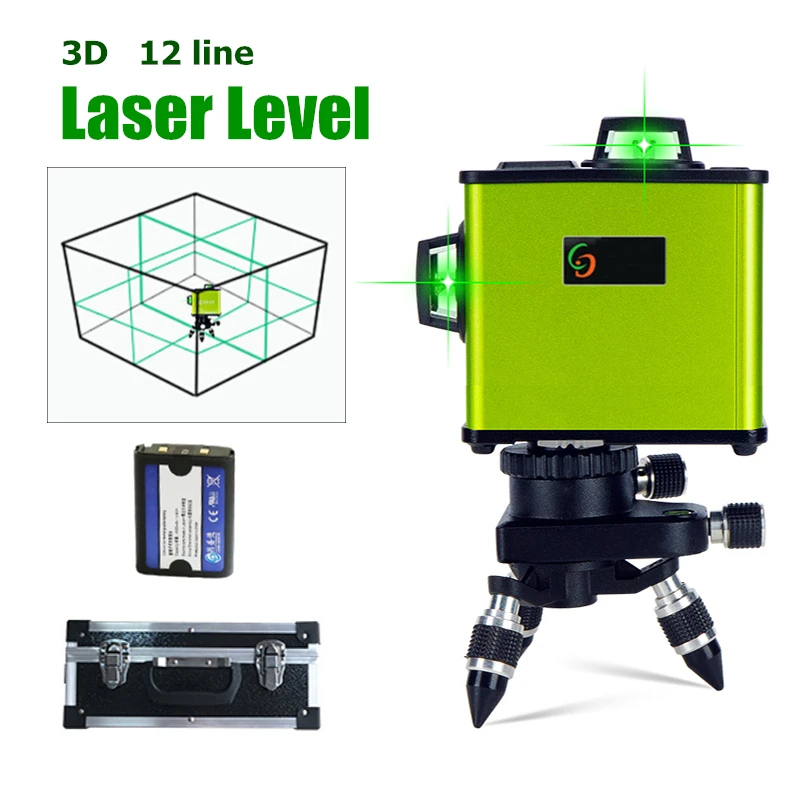 

Auto Adjust 12 Lines Laser Level Self-Leveling 360 Horizontal And Vertical Cross Laser Super Powerful Green Laser Beam Line