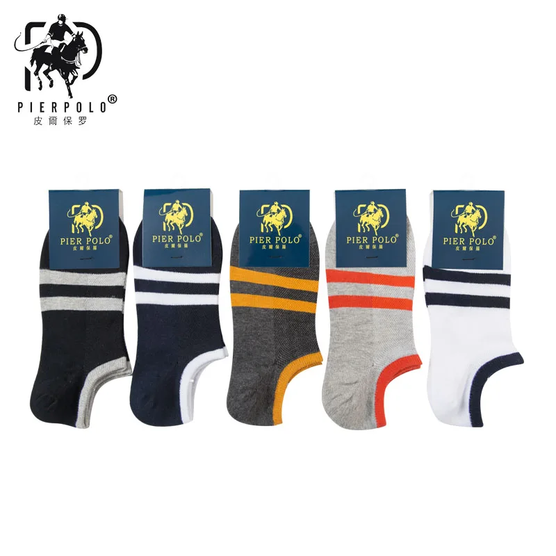 Мужские хлопковые носки PIERPOLO летние короткие в полоску meias 2019|men's socks short|striped mensmen