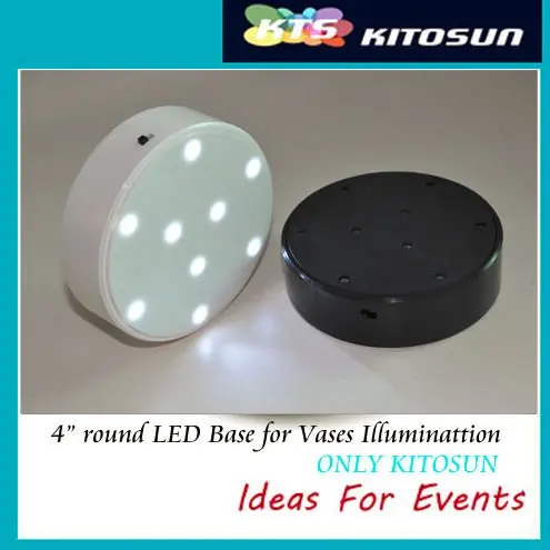 

Super! Round shape battery operated LED Light Base, 4" Diameter x 1.1" Height, White-Color,Centerpiece vase decor led light base
