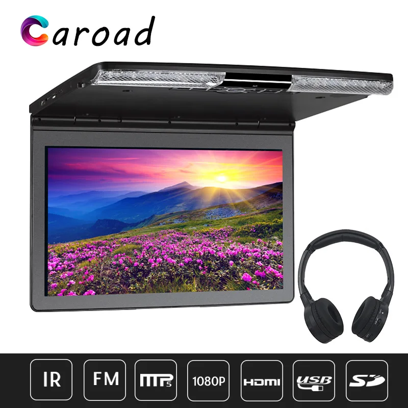 

Car Roof Monitor 17.3" FHD Digital Screen Flip Down Roof Mount Monitor HDMI USB SD IR FM Transmitter Speaker Ceiling TV For Car