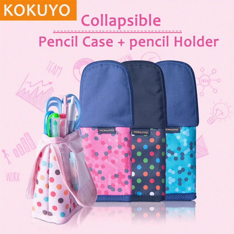 Kokuyo 4Colors Collapsible Pencil Case bag Creativity Pen Holder Kawai Japanese Stationery Cute