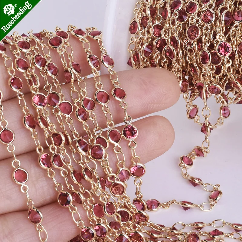 Цепочка из хрусталя и латуни с позолоченным покрытием 1 фут 4 мм|brass chain|lot lotgold plated