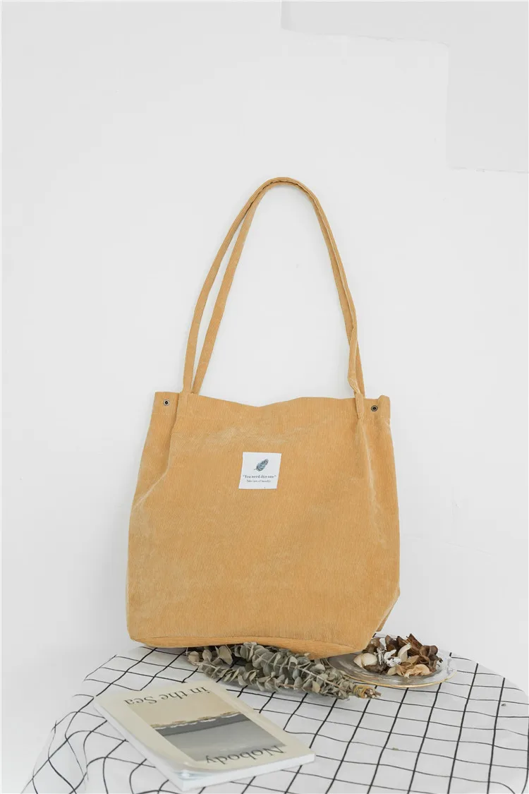 Большая вместительная Женская Вельветовая Сумка-тоут, Женская Повседневная сумка через плечо, складная многоразовая пляжная сумка для покупок