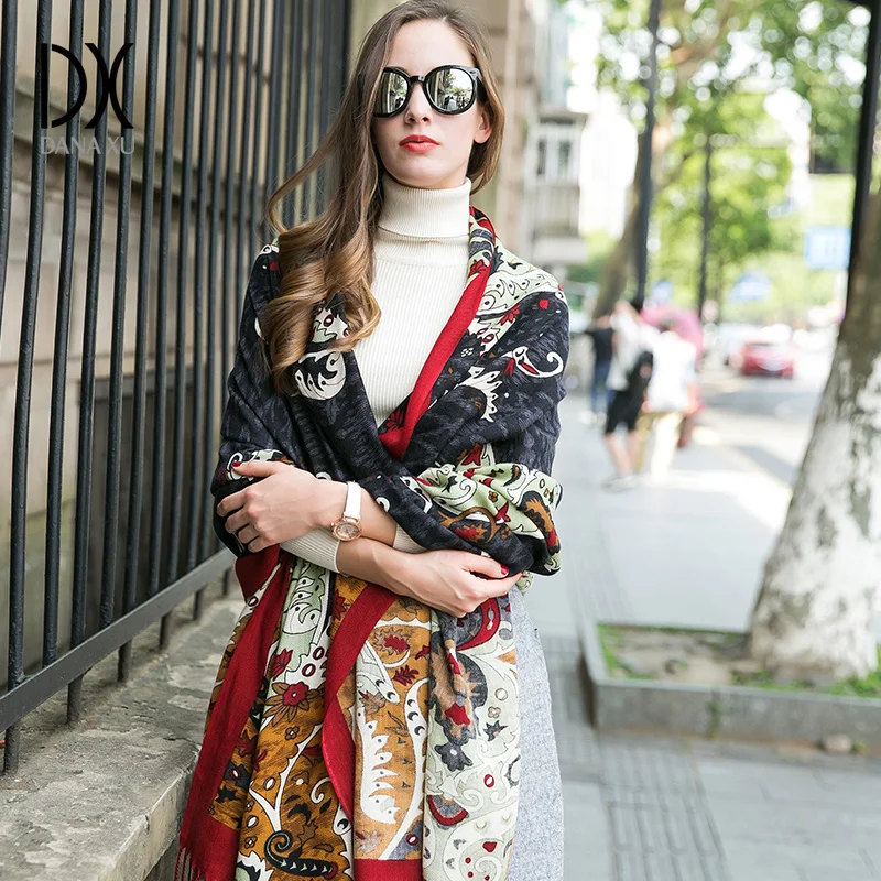 Najtaniej 2019 nowe zimowe kobiety szalik luksusowej marki 100% czystej wełny duży rozmiar chustka Cape hidżab koc szale i okłady paszmina z kaszmiru