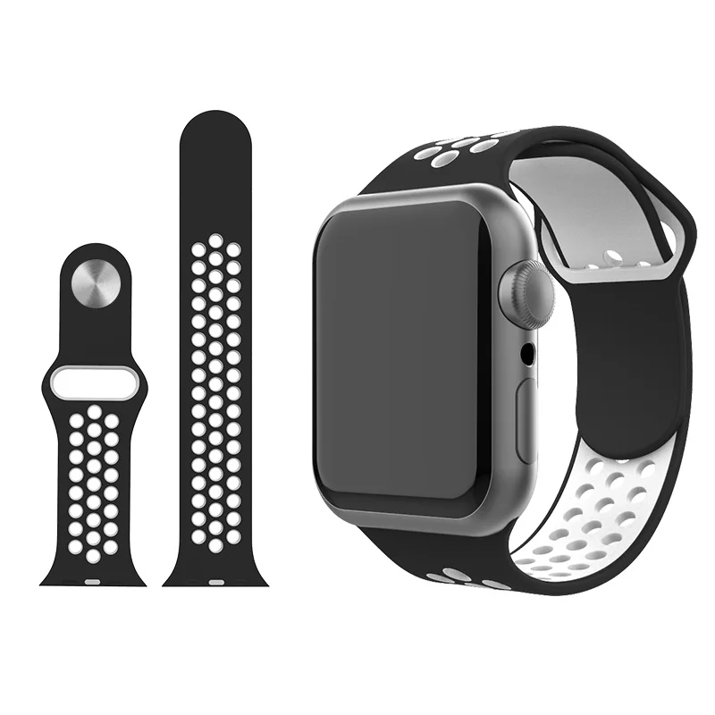 Силиконовый ремешок для Apple Watch Band 42 мм 38 iwatch 44 40 спортивный браслет резиновый