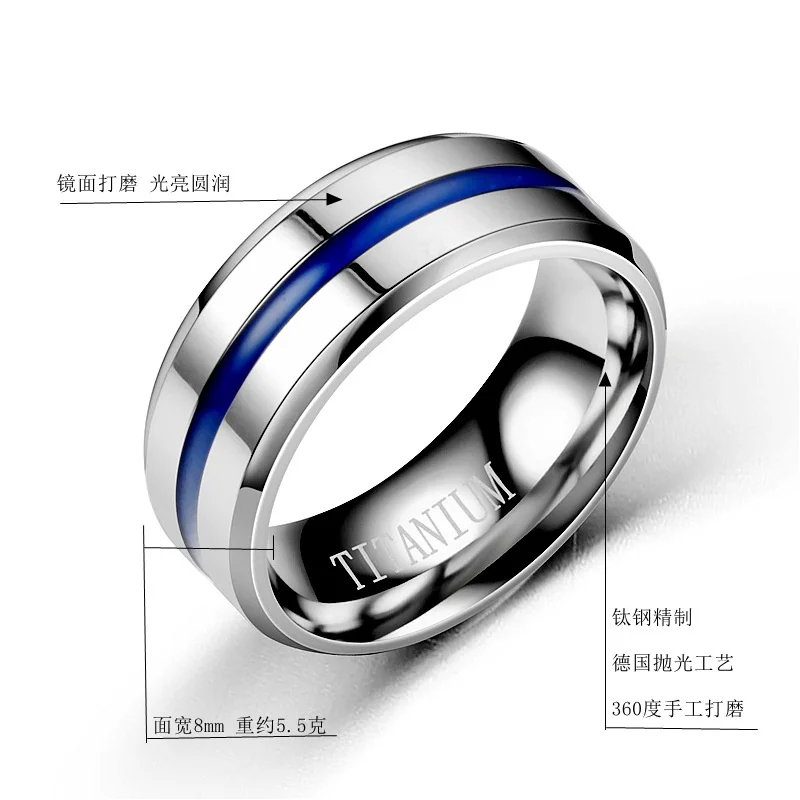 Ширина 6 мм 8 мм Размер 5,5-14 Классическая Титановая Сталь Ювелирные изделия трендовые обручальные кольца синие кольца для влюбленных