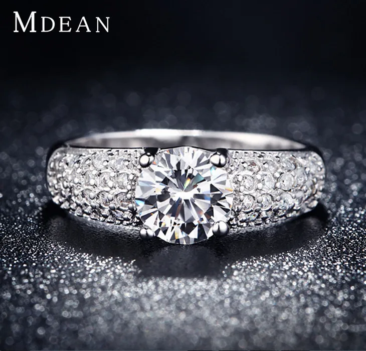 MDEAN White Gold Filled Rings For Women Wedding Jewelry Bijoux zirconia vintage Accessories Engagement Bague Bijouterie