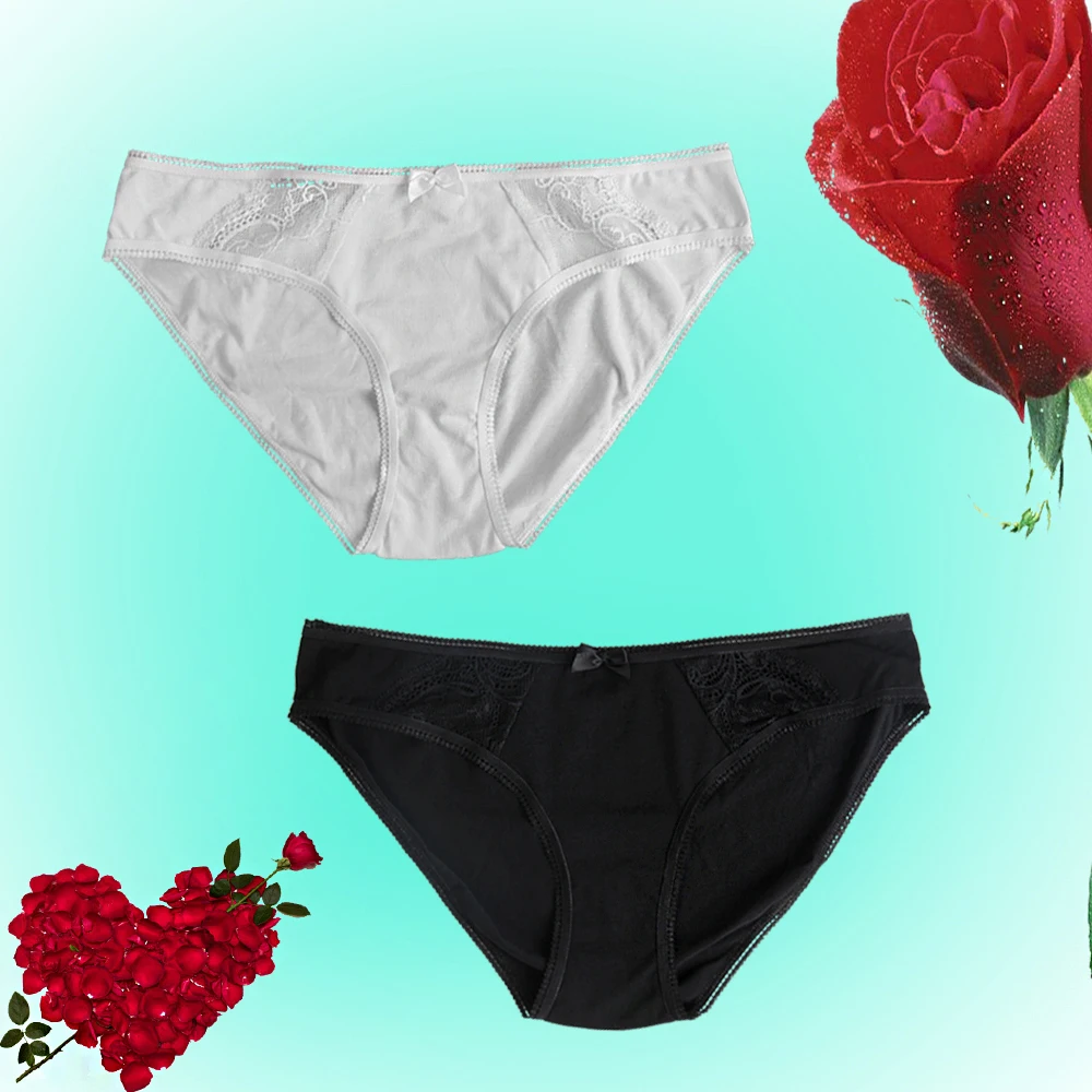 

2PCS/lot Sexy Lace Lady Cotton Underwear Womens Briefs Low-rise Solid Panties Calcinhas Lote Knickers Comfortable Undies