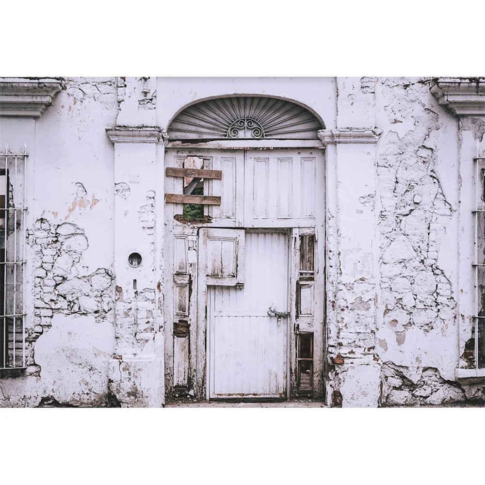 

Laeacco White Wall Old House Grunge Style Door Photographic Backgrounds Vinyl Cloth Photography Backdrops For The Photo Studio