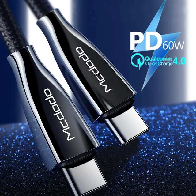 

Mcdodo USB Type C to USB C Cable for Samsung Galaxy S9 Plus Note 9 PD 60W QC3.0 3A Quick Charge for Huawei OPPO Type-C Devices