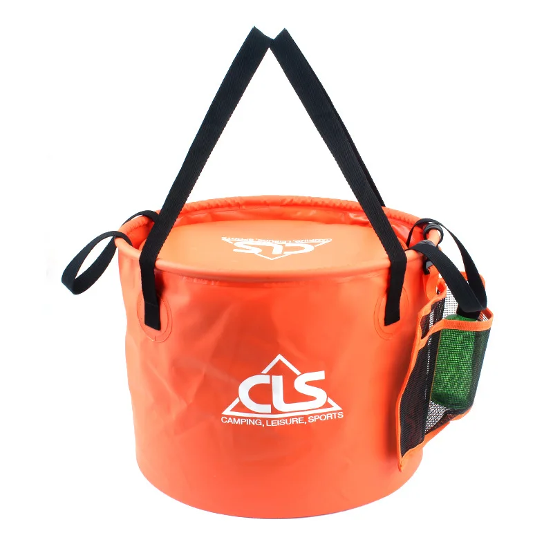 New outdoor folding bucket double-decker leachate basket wash Vegetable dishwasher camping telescopic fishing barrel Fishing Bag